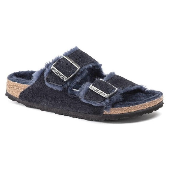 Birkenstock Men's Arizona Shearling Suede Midnight Sandals US11 EU44 1020592 - Picture 1 of 6